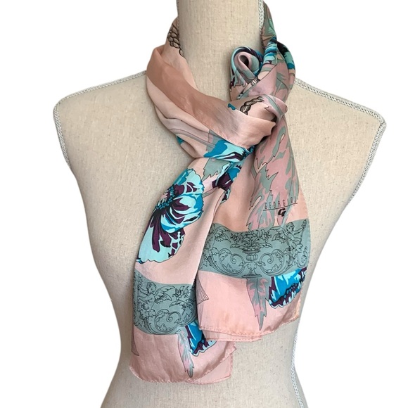 Georgiou Vintage 90’s Floral Silk Rectangular Scarf - Picture 3 of 6